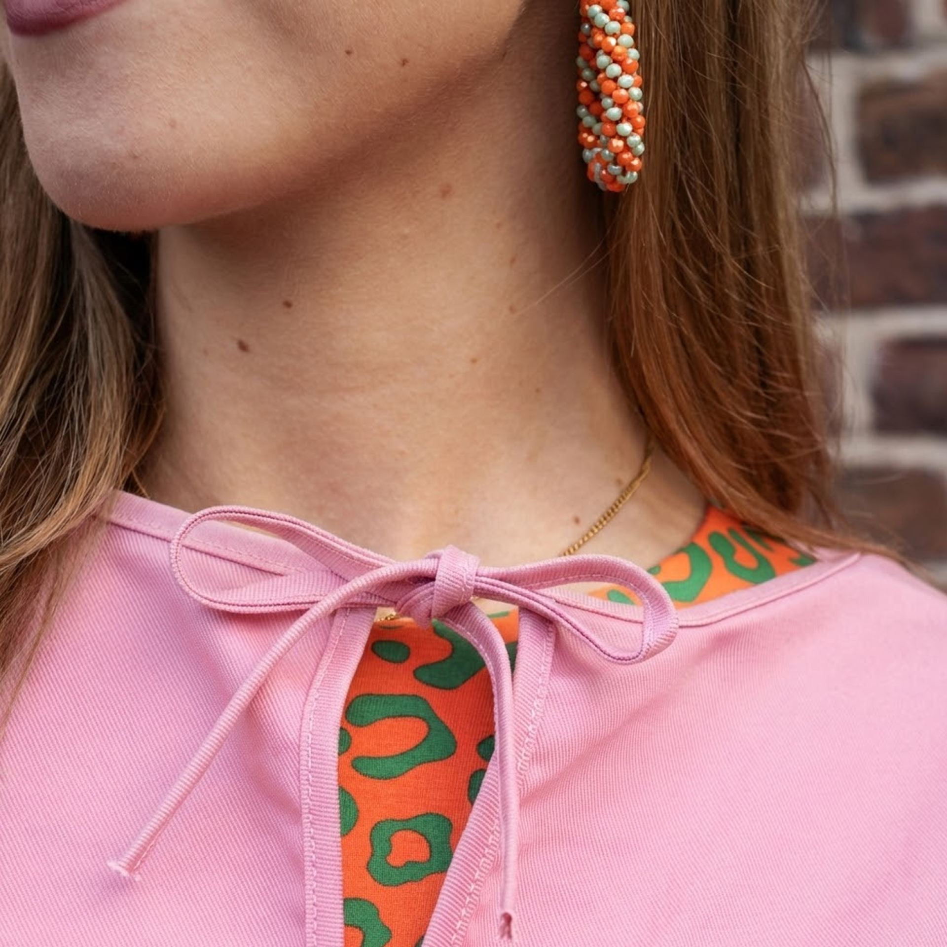 Boerenkiel unisex lichtroze detail