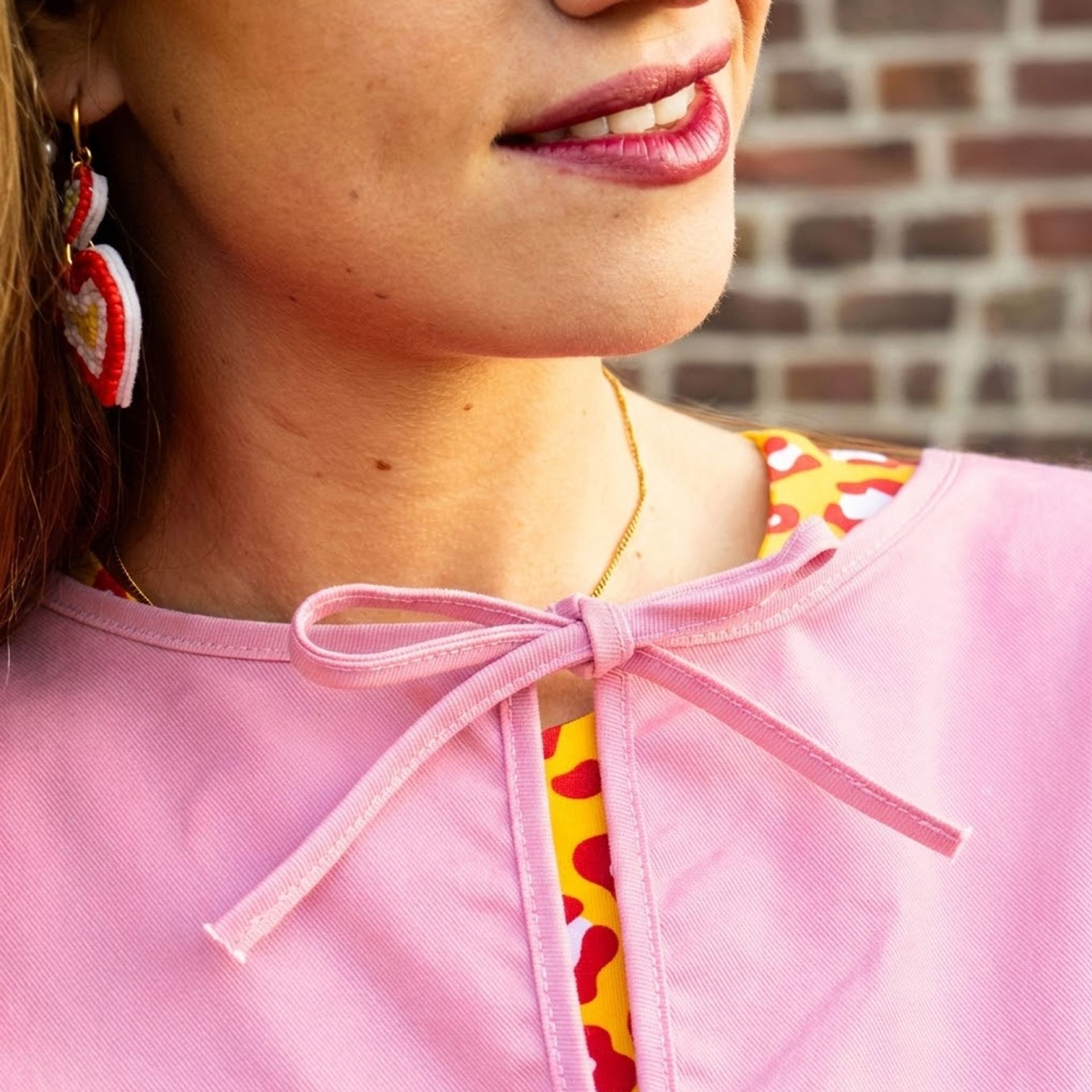 Boerenkiel unisex lichtroze detail