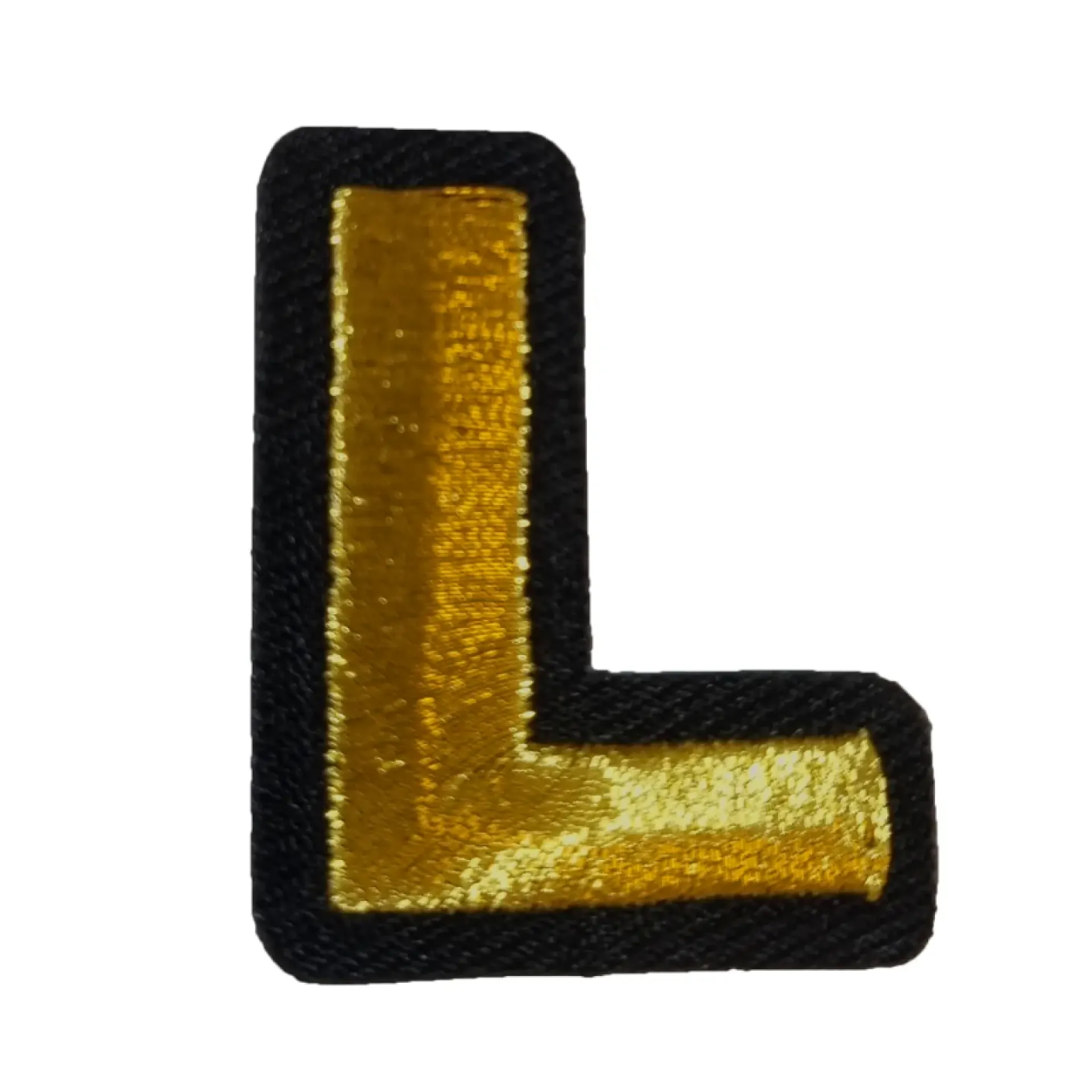 Blauw - geel embleem gouden letter L.