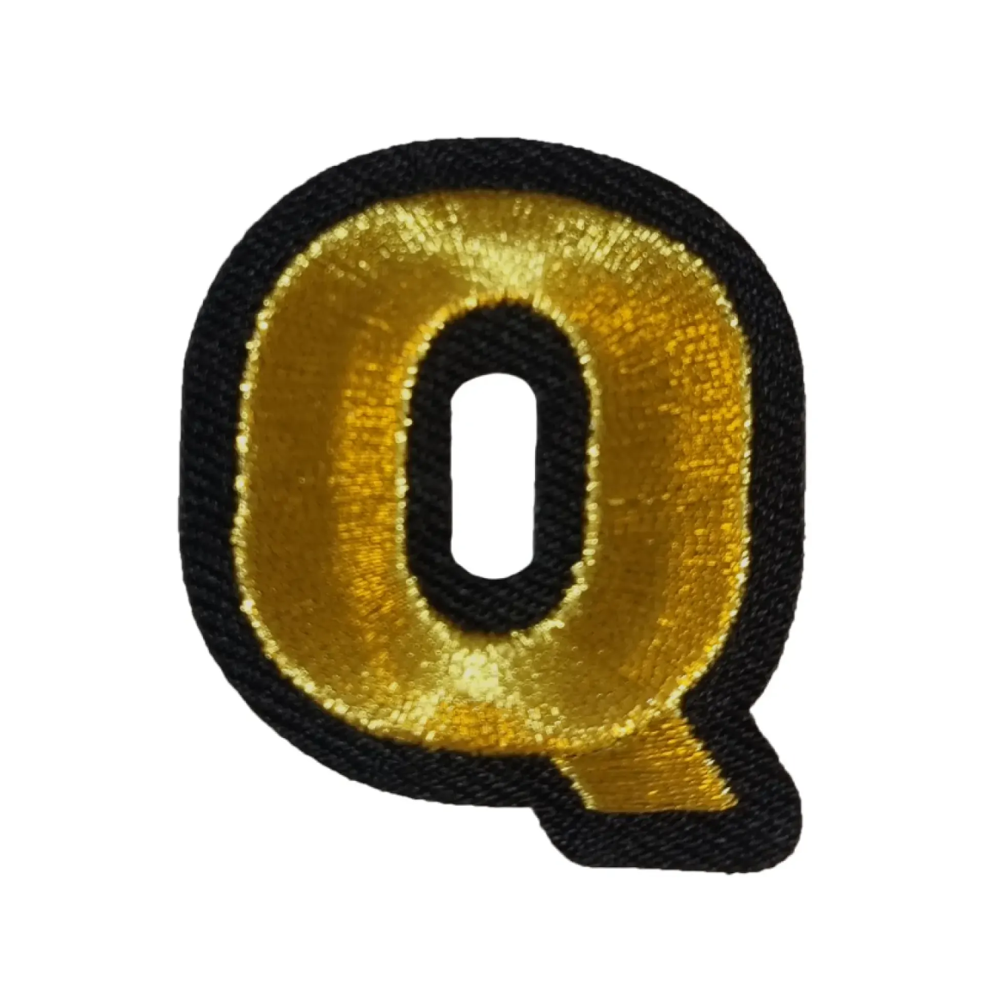 Blauw - geel embleem gouden letter Q.