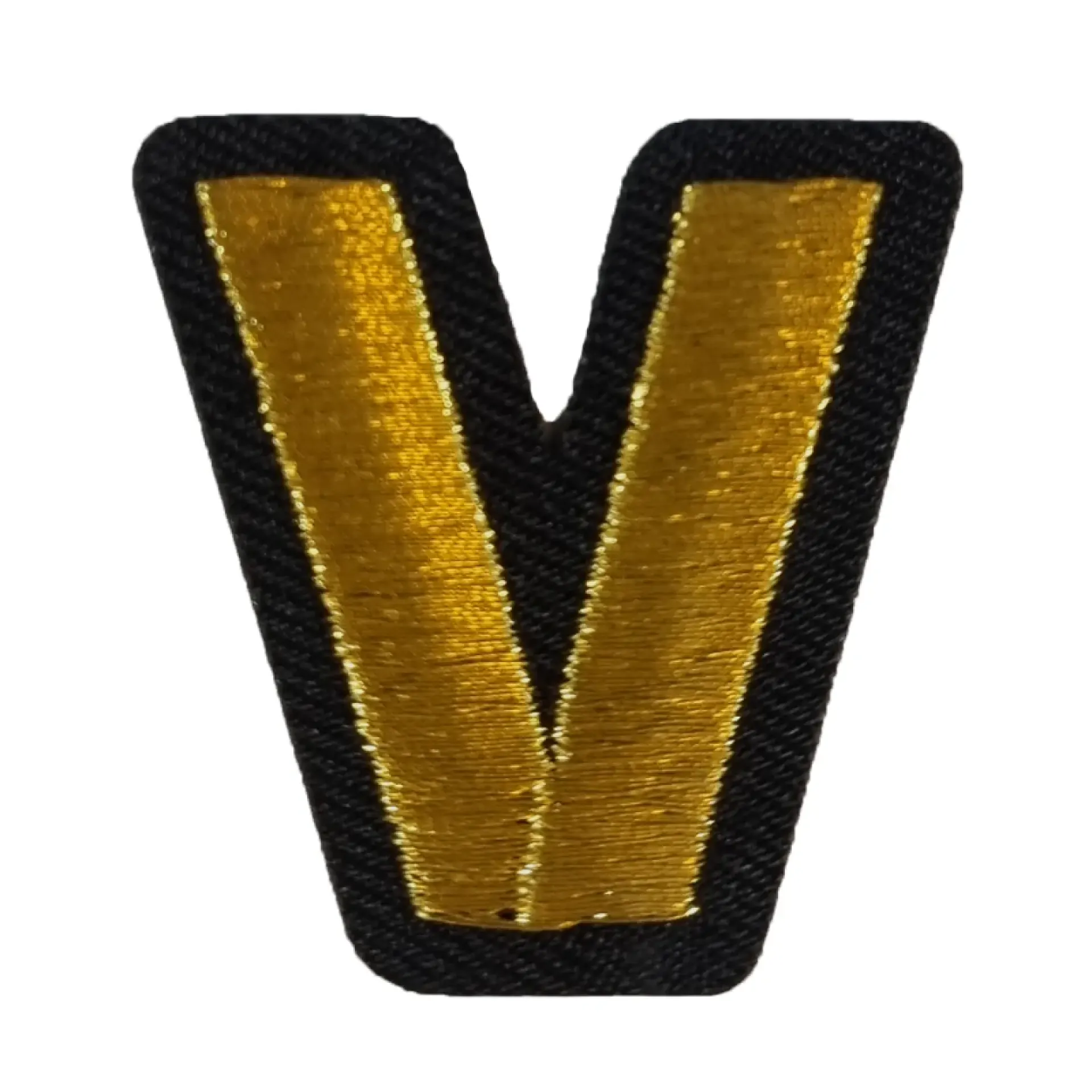 Blauw - geel embleem gouden letter V.