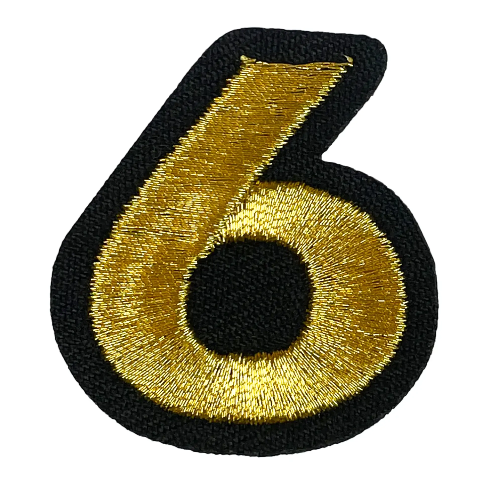 Blauw - geel embleem gouden cijfer 6.