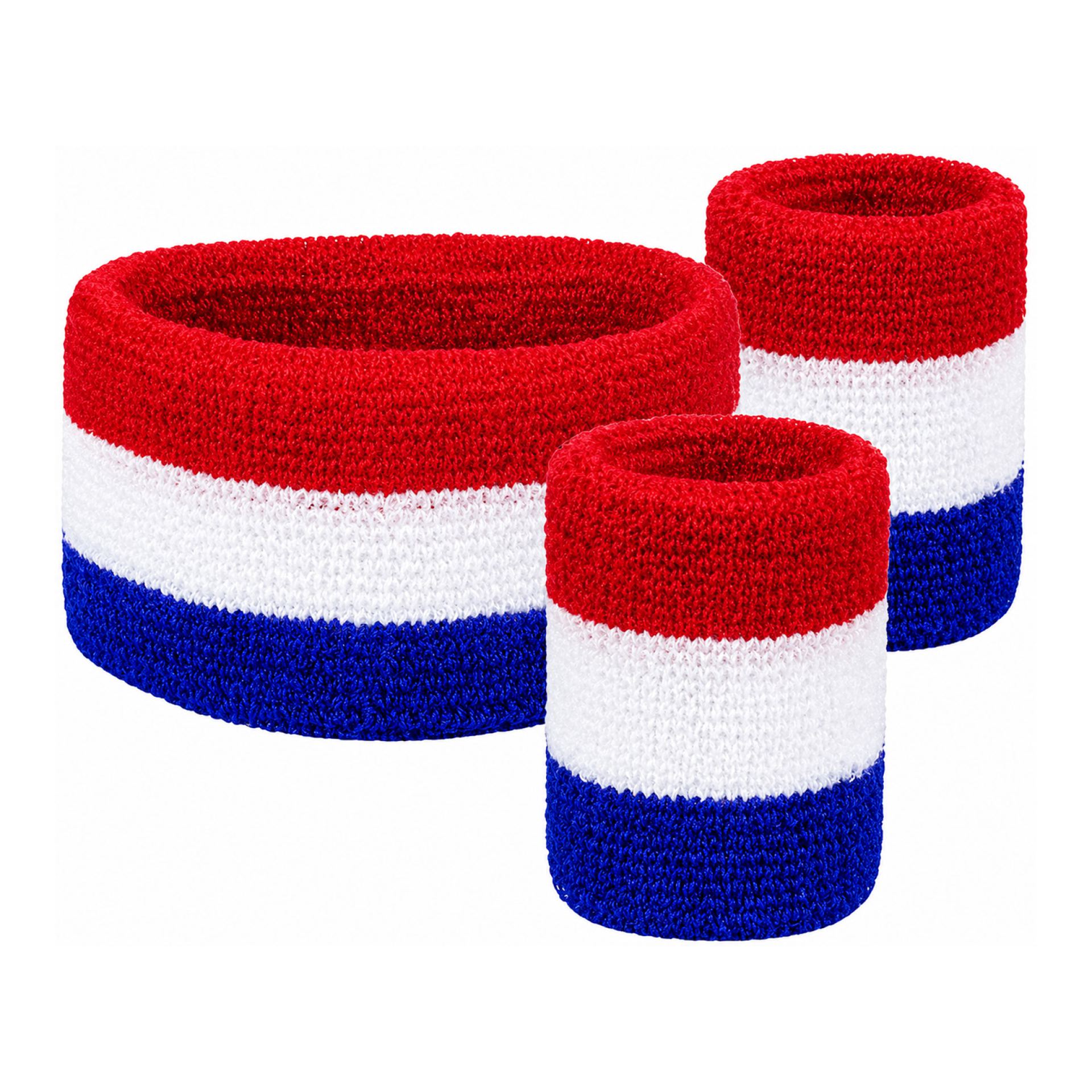 Rood wit blauwe zweetbandjes set