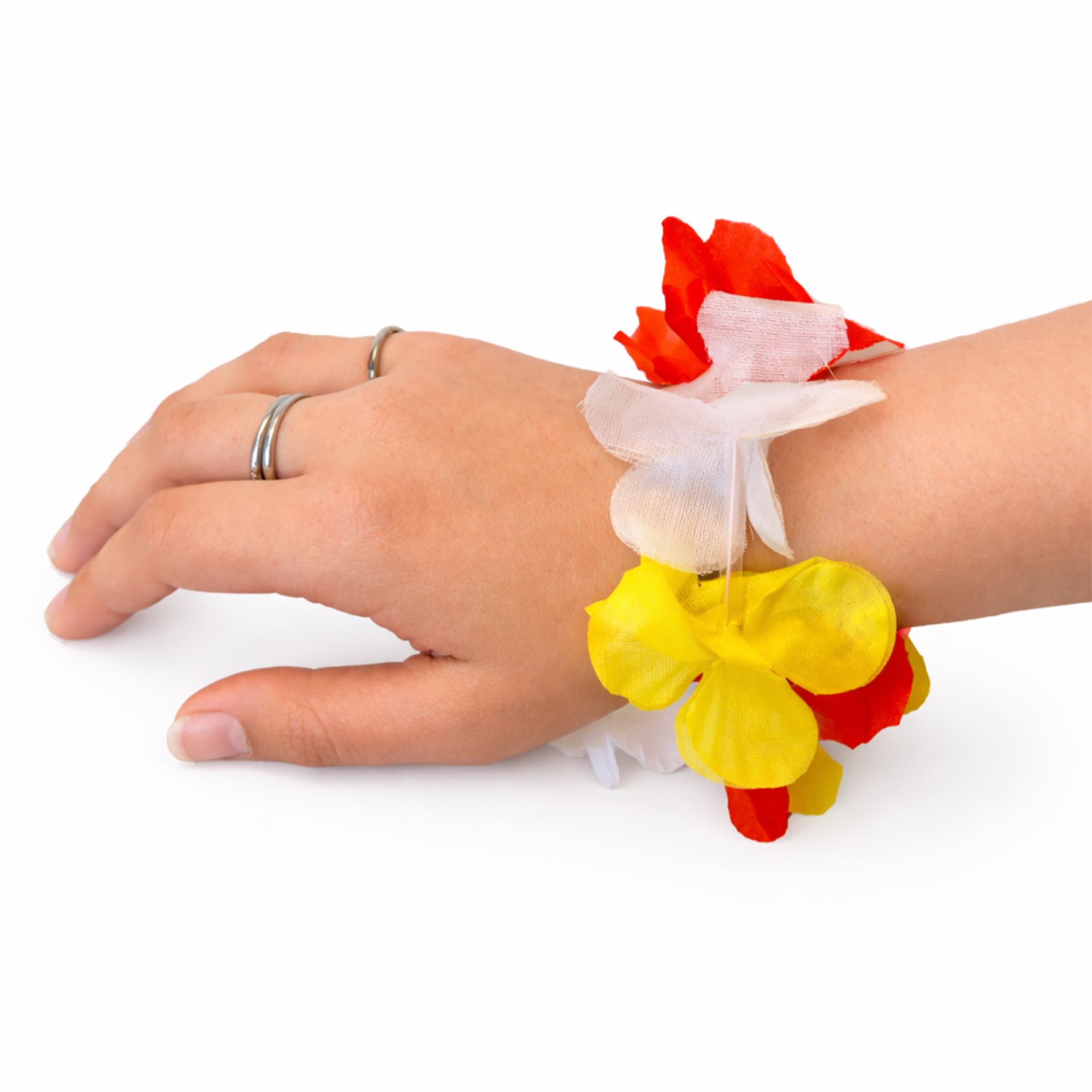 Hawaii armbandje rood wit geel