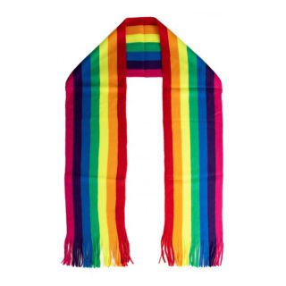 Gebreide regenboog sjaal kopen