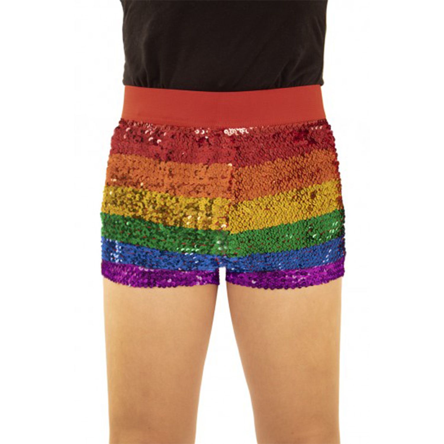 Hotpants met regenboog pailetten