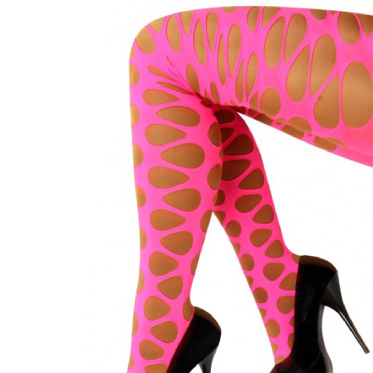 netpanty grote gaten neon roze.