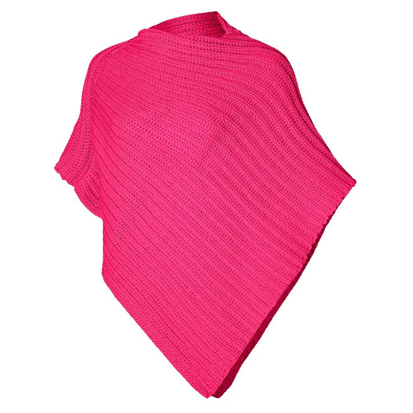 roze poncho gebreid.